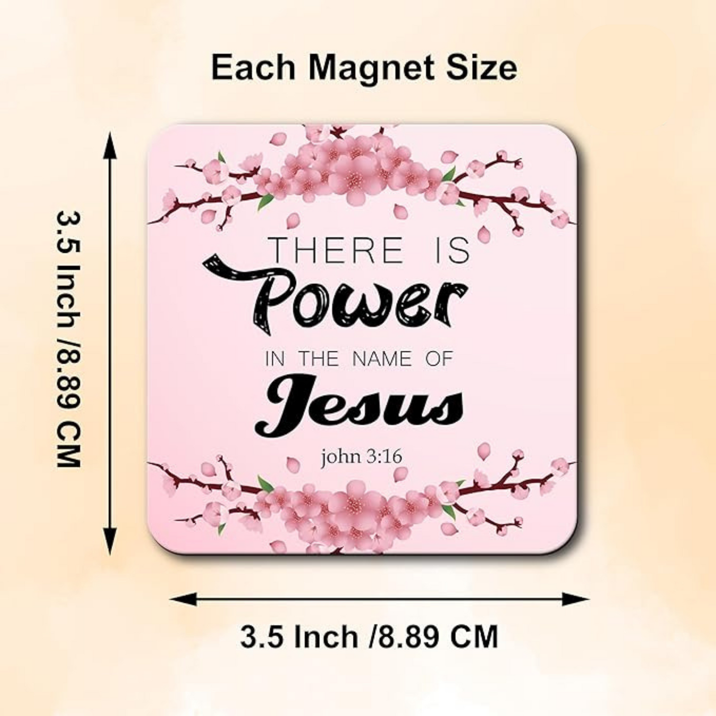 There is Power in the Name of JESUS – Wooden Fridge Magnet (3.5 x 3.5 inch)