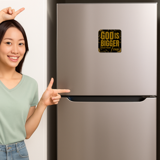 GOD is Bigger Than your Fear – Wooden Fridge Magnet (3.5 x 3.5 inch)