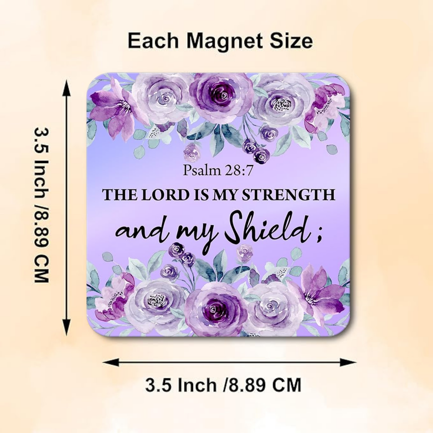 The Lord is my Strength – Wooden Fridge Magnet (3.5 x 3.5 inch)