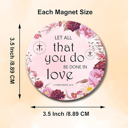 Let All That You DO be done in LOVE – Wooden Fridge Magnet (3.5 x 3.5 inch)