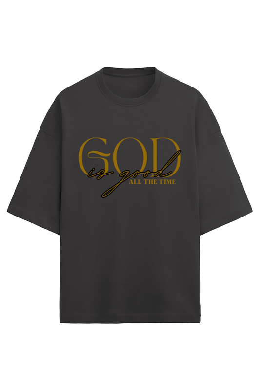 Front view of God is Good Christian Oversized T-shirt – Unisex