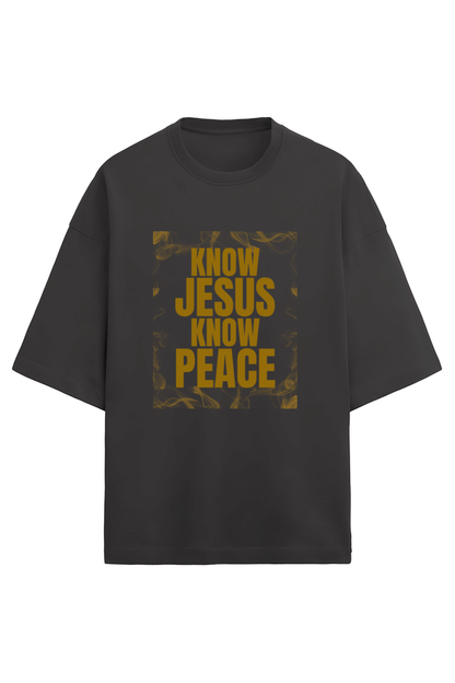 Model Wearing Know Jesus Know Peace Tee