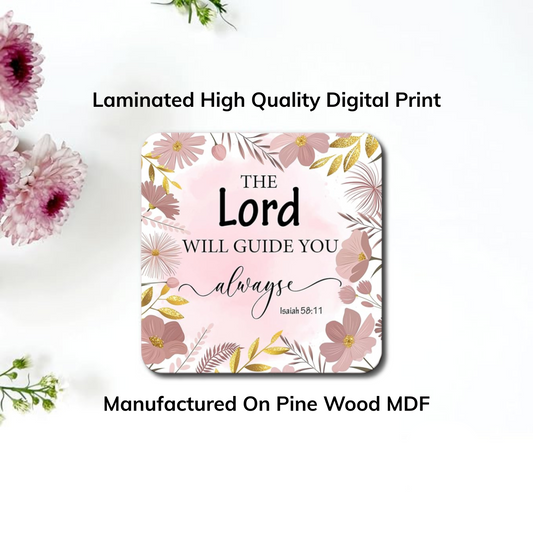 The LORD Will Guide You – Wooden Fridge Magnet (3.5 x 3.5 inch)