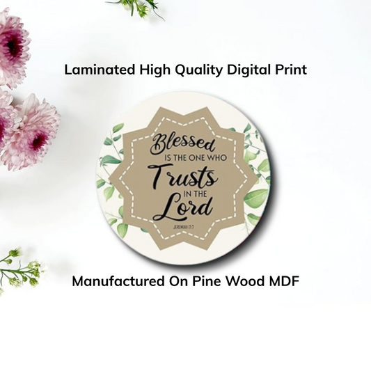 Blessed is the one who Trusts in the LORD – Wooden Fridge Magnet (3.5 x 3.5 inch)