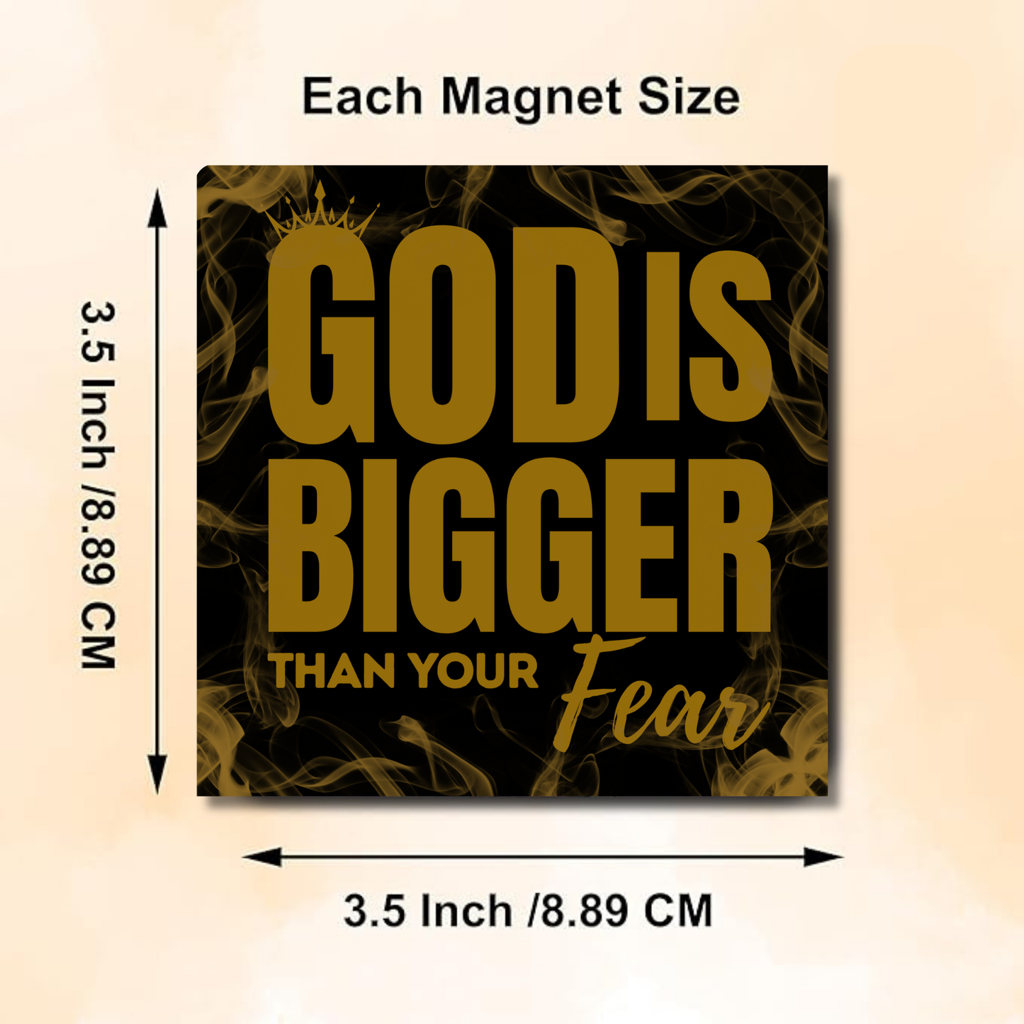 GOD is Bigger Than your Fear – Wooden Fridge Magnet (3.5 x 3.5 inch)