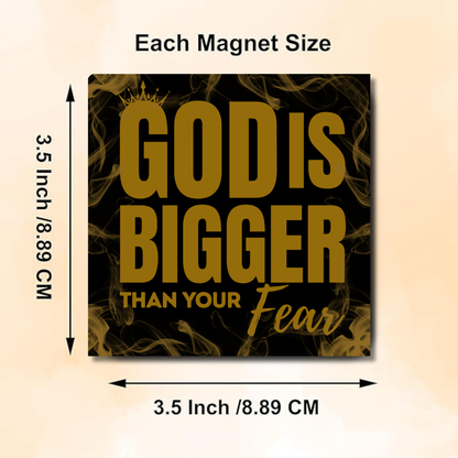 GOD is Bigger Than your Fear – Wooden Fridge Magnet (3.5 x 3.5 inch)
